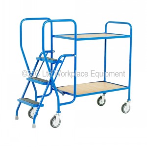 Mobile Steps Tray Trolley 3 Tread 2 Tier